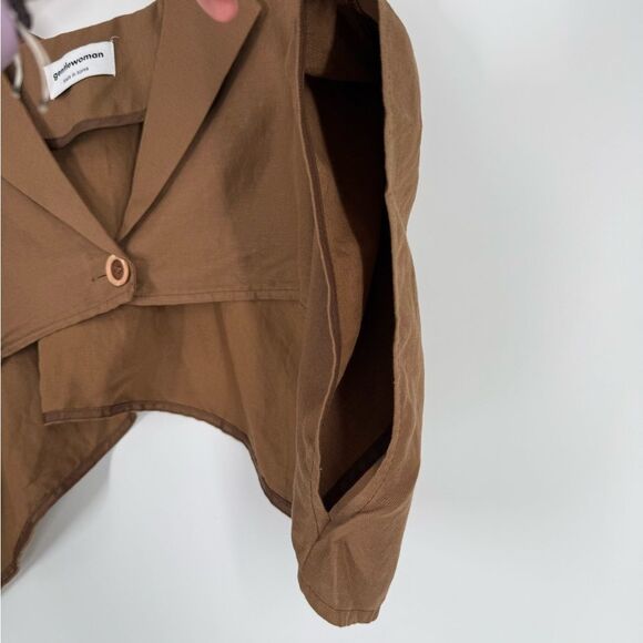 Gentlewoman Brown Cropped Cape Blazer Shrug Top – Made in Korea | One Size - Picture 6 of 8